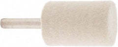 Value Collection - 1" Diam, 1/4" Shank Diam, Cylinder Shaped Mounted Bob - Medium Density, 1-1/2" Head Length, 2" Shank Length, Wool Felt - Exact Tool & Supply