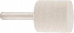 Value Collection - 1" Diam, 1/4" Shank Diam, Cylinder Shaped Mounted Bob - Hard Density, 1" Head Length, 2" Shank Length, Wool Felt - Exact Tool & Supply