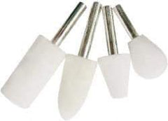 Value Collection - 4 Piece, 1/4" Shank Diam, Wool Felt Bob Set - Medium Density, Includes Ball, Cone, Cylinder, Flame, Olive & Oval Bobs - Exact Tool & Supply