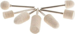 Value Collection - 7 Piece, 1/8" Shank Diam, Wool Felt Bob Set - Medium Density, Includes Ball, Cone, Cylinder, Flame, Olive & Oval Bobs - Exact Tool & Supply