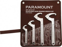 Paramount - 3/4" to 6-1/4" Capacity, Adjustable Hook Spanner Wrench Set - 6-3/8" OAL - Exact Tool & Supply