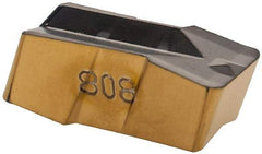 Iscar - 635080GIP E Grade IC808, 6.35mm Cutting Width Carbide Grooving Insert - 3.8mm Max Depth of Cut, Neutral, 0.8mm Corner Radius, TiAlN Finish - Exact Tool & Supply