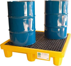 UltraTech - 66 Gal Sump, 6,000 Lb Capacity, 4 Drum, Polyethylene Spill Deck or Pallet - 53" Long x 53" Wide x 12" High, Liftable Fork, 2 x 4 Drum Configuration - Exact Tool & Supply