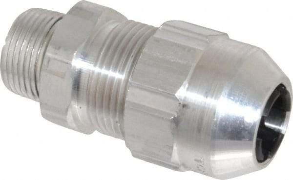 Thomas & Betts - 0.54 to 0.67" Cable Capacity, Class 1, Gas & Vapor Environments, Straight Strain Relief Cord Grip - 3/4 NPT Thread, Aluminum - Exact Tool & Supply