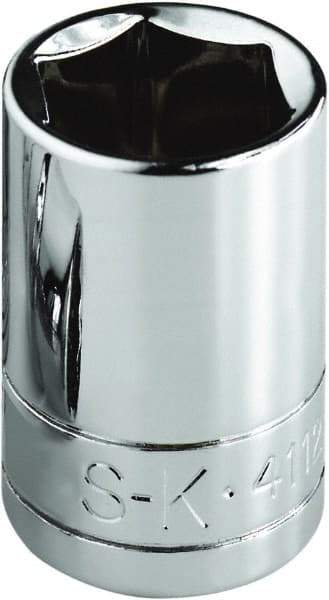 SK - 1", 1/2" Drive, Standard Hand Socket - 6 Points, Steel, Chrome Finish - Exact Tool & Supply