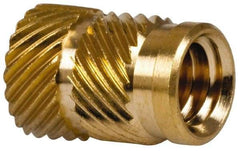 E-Z LOK - 5/16" Drill, 1/4 20 UNC, 0.341" Diam, Brass Headed Heat Installed Threaded Insert - 0.315" Hole, 0.341" OAL x 0.053" High, 3/8" Head Diam - Exact Tool & Supply