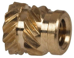 E-Z LOK - 1/8" Drill, 2 56 UNC, 0.141" Diam, Brass Unheaded Heat Installed Threaded Insert - 1/8" Hole, 0.157" OAL - Exact Tool & Supply