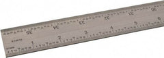 SPI - 36" Long, 1/64, 1/32" and 0.5, 1mm Graduation, Rigid Steel Rule - English/Metric Graduation Style, 1-1/4" Wide, Silver, Satin Chrome Finish - Exact Tool & Supply