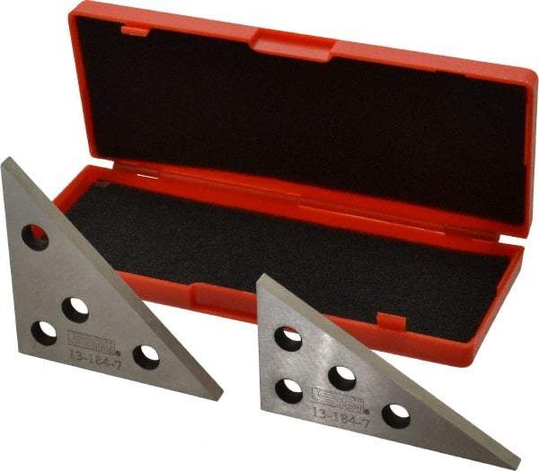 SPI - 30 to 90°, 4-1/4 Inch Long, Steel, Angle Block Set - 1/4 Inch Thick, 10 Minutes Accuracy, Includes 2 Angle Plates, 2 Pieces - Exact Tool & Supply