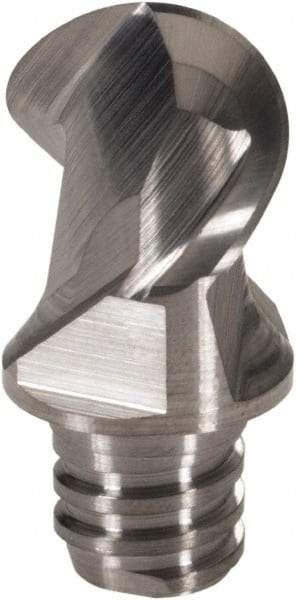 Iscar - MM EBA Grade IC08 Carbide Ball Nose Milling Tip Insert - Uncoated, 2 Flutes, 10mm Cutting Diam, 7mm Depth of Cut, 13mm Extension, 0.196" Cnr Rad, 45° Helix - Exact Tool & Supply
