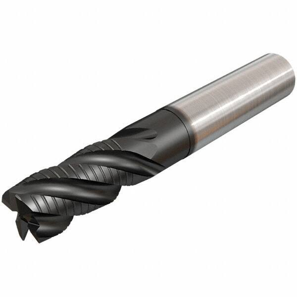 Iscar - 14mm Diam, 30mm LOC, 4 Flute Solid Carbide 45° Corner Chamfer Roughing End Mill - TiAlN Finish, 100mm OAL, 14mm Shank Diam, Single End, Extended Reach, 38° Helix - Exact Tool & Supply