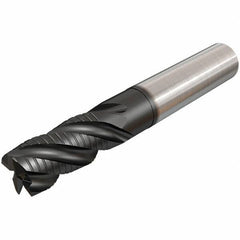 Iscar - 14mm Diam, 30mm LOC, 4 Flute Solid Carbide 45° Corner Chamfer Roughing End Mill - TiAlN Finish, 100mm OAL, 14mm Shank Diam, Single End, Extended Reach, 38° Helix - Exact Tool & Supply
