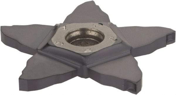 Iscar - PENTA C IC908 Grade, 0.094" Cutting Width, Carbide Cutoff Insert - 0° Neutral Lead Angle, 0.006" Cnr Rad, TiAlN Coated, Other End - Exact Tool & Supply