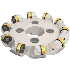 Iscar - 8.96" Cut Diam, 2-1/2" Arbor Hole, 0.28" Max Depth of Cut, 45° Indexable Chamfer & Angle Face Mill - 10 Inserts, ONMU 1008\xB6S845 SNMU 2608 Insert, Right Hand Cut, 10 Flutes, Series Helido - Exact Tool & Supply