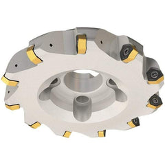 Iscar - 80mm Cut Diam, 32mm Arbor Hole, 3.5mm Max Depth of Cut, 30° Indexable Chamfer & Angle Face Mill - 6 Inserts, H600 WXCU 08 Insert, Right Hand Cut, 6 Flutes, Through Coolant, Series Helido - Exact Tool & Supply