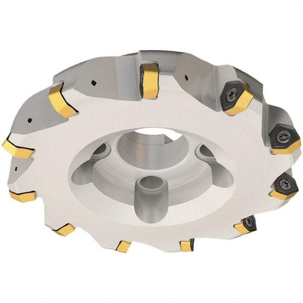 Iscar - 50mm Cut Diam, 22mm Arbor Hole, 3.5mm Max Depth of Cut, 30° Indexable Chamfer & Angle Face Mill - 4 Inserts, H600 WXCU 08 Insert, Right Hand Cut, 4 Flutes, Through Coolant, Series Helido - Exact Tool & Supply