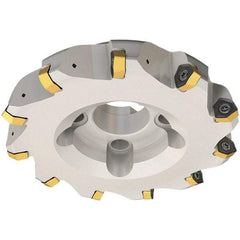 Iscar - 50mm Cut Diam, 22mm Arbor Hole, 3.5mm Max Depth of Cut, 30° Indexable Chamfer & Angle Face Mill - 4 Inserts, H600 WXCU 08 Insert, Right Hand Cut, 4 Flutes, Through Coolant, Series Helido - Exact Tool & Supply