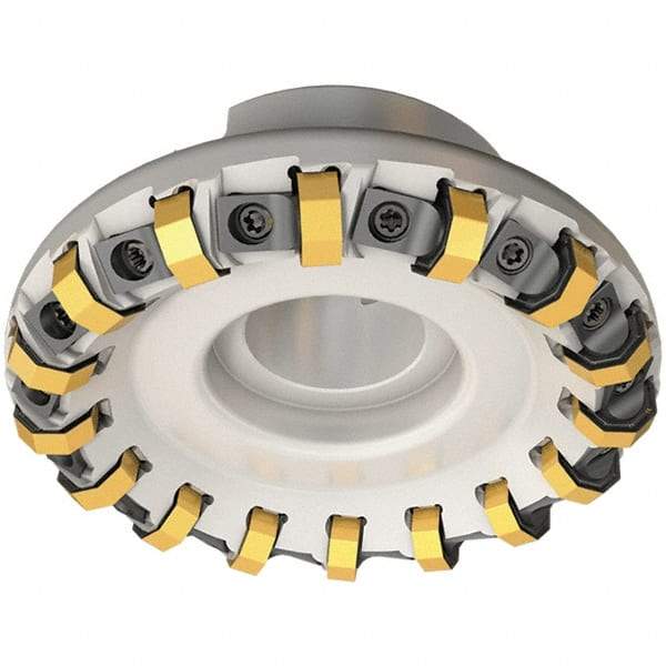 Iscar - 73.4mm Cut Diam, 22mm Arbor Hole, 3.5mm Max Depth of Cut, 45° Indexable Chamfer & Angle Face Mill - 10 Inserts, ON.U 05\xB6S845 SN.U 13 Insert, Right Hand Cut, 10 Flutes, Series Helido - Exact Tool & Supply