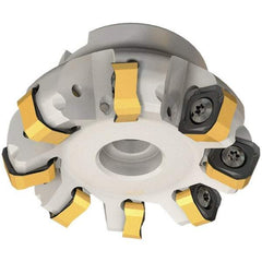 Iscar - 109.7mm Cut Diam, 32mm Arbor Hole, 6mm Max Depth of Cut, 65° Indexable Chamfer & Angle Face Mill - 12 Inserts, OXMT 0507\xB6RXMT 1607\xB6S865 SNMU 1305 Insert, Right Hand Cut, 12 Flutes, Through Coolant, Series Helido - Exact Tool & Supply
