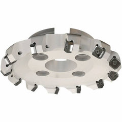 Iscar - 64.8mm Cut Diam, 22mm Arbor Hole, 7.15mm Max Depth of Cut, 45° Indexable Chamfer & Angle Face Mill - 4 Inserts, S845 SX.U 16.. Insert, Right Hand Cut, 4 Flutes, Through Coolant, Series Helido - Exact Tool & Supply