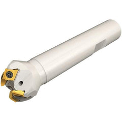 Iscar - 30° Lead Angle, 21.5mm Max Cut Diam, 12mm Min Cut Diam, 2.5mm Max Depth of Cut, Indexable Chamfer and Angle End Mill - 4 Inserts, T290 LNMT/LNHT 0502 Insert Style, 90mm Overall Length, Through Coolant, Straight Shank - Exact Tool & Supply