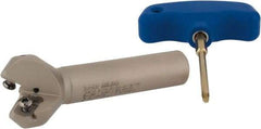 Iscar - 45° Lead Angle, 1.409" Max Cut Diam, 1" Min Cut Diam, 0.138" Max Depth of Cut, Indexable Chamfer and Angle End Mill - 2 Inserts, ONMU, OXMT, RXMT, SNMU Insert Style, 4" Overall Length, Through Coolant, Straight Shank - Exact Tool & Supply