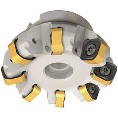 Iscar - 89.7mm Cut Diam, 27mm Arbor Hole, 6mm Max Depth of Cut, 65° Indexable Chamfer & Angle Face Mill - 7 Inserts, OXMT 0507\xB6RXMT 1607\xB6S865 SNMU 1305 Insert, Right Hand Cut, 7 Flutes, Through Coolant, Series Helido - Exact Tool & Supply