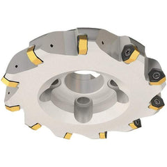 Iscar - 63mm Cut Diam, 22mm Arbor Hole, 2mm Max Depth of Cut, 30° Indexable Chamfer & Angle Face Mill - 8 Inserts, H600 WXCU 05 Insert, Right Hand Cut, 8 Flutes, Through Coolant, Series Helido - Exact Tool & Supply