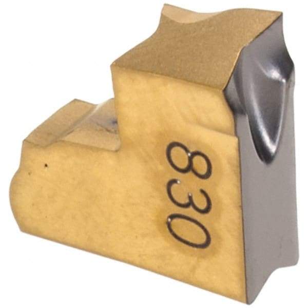 Iscar - TAG JS IC830 Grade, 0.118" Cutting Width, Carbide Cutoff Insert - 15° Right Hand Lead Angle, 0.0008" Cnr Rad, TiAlN Coated, Single End - Exact Tool & Supply