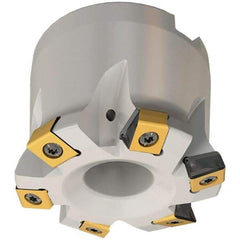 Iscar - 4 Inserts, 1.575" Cutter Diam, 0.071" Max Depth of Cut, Indexable High-Feed Face Mill - 0.63" Arbor Hole Diam, 0.331" Keyway Width, 1.575" High, FTP-LN10 Toolholder, LNHT 1006 Inserts, Series Helitang - Exact Tool & Supply