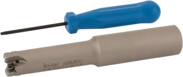 Iscar - 5/8" Cut Diam, 0.06" Max Depth, 3/4" Shank Diam, Weldon Shank Indexable High-Feed End Mill - Screw Holding Method, H600 WXCU 04 Insert, FF EWX-04 Toolholder, Through Coolant - Exact Tool & Supply