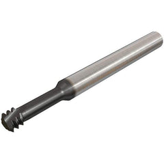Iscar - #8-32 UNC, 0.126" Cutting Diam, 3 Flute, Solid Carbide Helical Flute Thread Mill - Internal Thread, 0.49" LOC, 2-1/2" OAL, 1/4" Shank Diam - Exact Tool & Supply