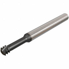 Iscar - #8-32 UNC, 0.126" Cutting Diam, 3 Flute, Solid Carbide Helical Flute Thread Mill - Internal Thread, 0.37" LOC, 2-1/2" OAL, 1/4" Shank Diam - Exact Tool & Supply
