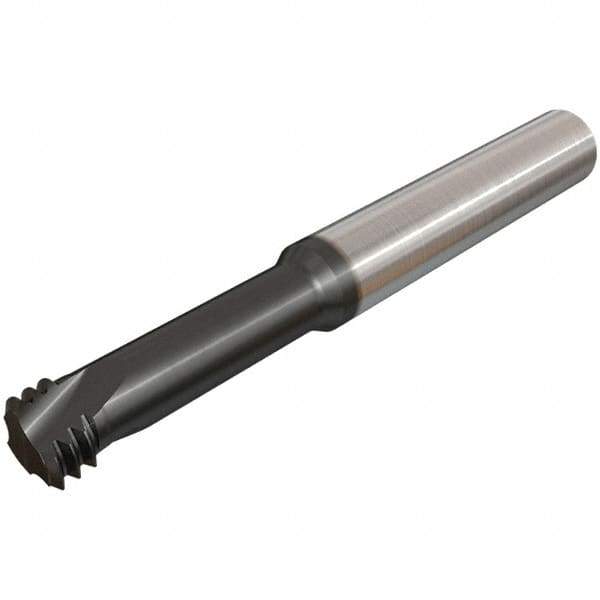 Iscar - 5/16-18 UNC, 0.2362" Cutting Diam, 3 Flute, Solid Carbide Helical Flute Thread Mill - Internal Thread, 23mm LOC, 58mm OAL, 6mm Shank Diam - Exact Tool & Supply
