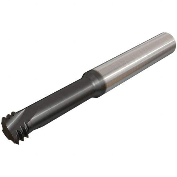 Iscar - 5/16-24 UNF, 0.2598" Cutting Diam, 3 Flute, Solid Carbide Helical Flute Thread Mill - Internal Thread, 17mm LOC, 64mm OAL, 8mm Shank Diam - Exact Tool & Supply
