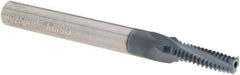 Iscar - M6x1.00 ISO, 0.181" Cutting Diam, 3 Flute, Solid Carbide Helical Flute Thread Mill - Internal Thread, 0.6" LOC, 2-1/2" OAL, 1/4" Shank Diam - Exact Tool & Supply
