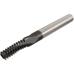 Iscar - 3/8-16 UNC, 0.2638" Cutting Diam, 3 Flute, Solid Carbide Helical Flute Thread Mill - Internal Thread, 16.7mm LOC, 64mm OAL, 8mm Shank Diam - Exact Tool & Supply
