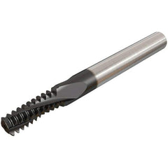 Iscar - 9/16-18 UNF, 0.4449" Cutting Diam, 4 Flute, Solid Carbide Helical Flute Thread Mill - Internal Thread, 26.1mm LOC, 84mm OAL, 12mm Shank Diam - Exact Tool & Supply