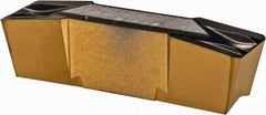Iscar - 800080GIF E Grade IC830, 8mm Cutting Width Carbide Grooving Insert - 4.8mm Max Depth of Cut, Neutral, 0.8mm Corner Radius, TiAlN Finish - Exact Tool & Supply