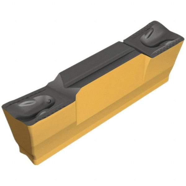 Iscar - 4002GRIP Y Grade IC807, 4mm Cutting Width Carbide Grooving Insert - 2.4mm Max Depth of Cut, Neutral, 0.2mm Corner Radius, TiAlN Finish - Exact Tool & Supply