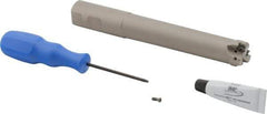Iscar - 1" Cut Diam, 0.043" Max Depth, 1" Shank Diam, Weldon Shank Indexable High-Feed End Mill - Screw Holding Method, H600 WXCU 05 Insert, FF EWX-05 Toolholder, Through Coolant - Exact Tool & Supply