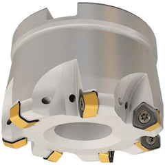 Iscar - 5 Inserts, 2.48" Cutter Diam, 0.079" Max Depth of Cut, Indexable High-Feed Face Mill - 0.866" Arbor Hole Diam, 0.409" Keyway Width, 1.772" High, FF FWX-08 Toolholder, H600 WXCU 08 Inserts, Series Helido - Exact Tool & Supply