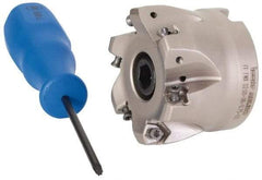 Iscar - 6 Inserts, 1.61" Cutter Diam, 0.04" Max Depth of Cut, Indexable High-Feed Face Mill - 3/4" Arbor Hole Diam, 1.5" High, FF FWX-05 Toolholder, H600 WXCU 05 Inserts, Series Helido - Exact Tool & Supply