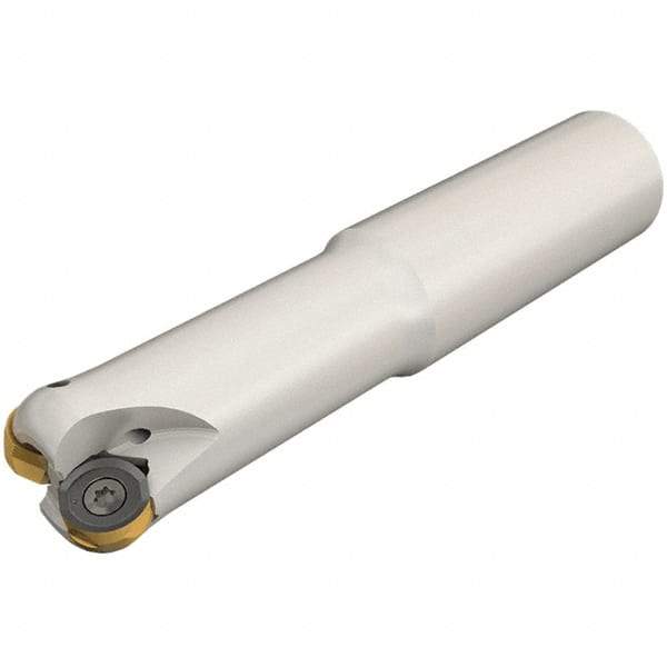 Iscar - 32mm Cut Diam, 8.7mm Max Depth of Cut, 32mm Shank Diam, 120mm OAL, Indexable Copy End Mill - 4 Inserts, H400 RNHU 1205 Insert, Cylindrical Shank, Through Coolant - Exact Tool & Supply