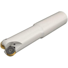 Iscar - 32mm Cut Diam, 8.7mm Max Depth of Cut, 32mm Shank Diam, 120mm OAL, Indexable Copy End Mill - 4 Inserts, H400 RNHU 1205 Insert, Cylindrical Shank, Through Coolant - Exact Tool & Supply