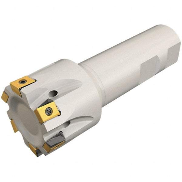 Iscar - 5/8" Cut Diam, 0.315" Max Depth of Cut, 5/8" Shank Diam, 3-1/4" OAL, Indexable Square Shoulder Helical End Mill - T490 LN.T 0804 Inserts, Weldon Shank, 90° Lead Angle, Through Coolant, Series Helitang - Exact Tool & Supply