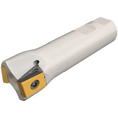 Iscar - 1-1/2" Cut Diam, 0.63" Max Depth of Cut, 1" Shank Diam, 4" OAL, Indexable Square Shoulder Helical End Mill - T490 LN.T 1607 Inserts, Weldon Shank, 90° Lead Angle, Through Coolant, Series Helitang - Exact Tool & Supply