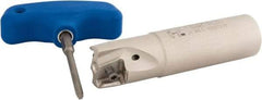 Iscar - 1" Cut Diam, 0.49" Max Depth of Cut, 1" Shank Diam, 4" OAL, Indexable Square Shoulder Helical End Mill - T490 LN.T 1306 Inserts, Weldon Shank, 90° Lead Angle, Through Coolant, Series Helitang - Exact Tool & Supply