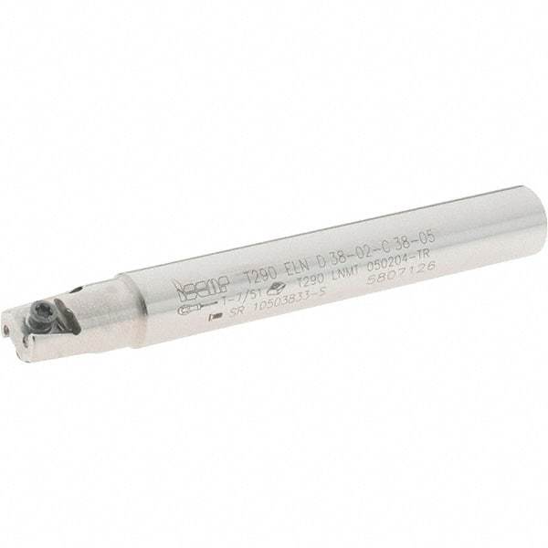 Iscar - 3/8" Cut Diam, 0.197" Max Depth of Cut, 3/8" Shank Diam, 3" OAL, Indexable Square Shoulder End Mill - T290 LN.T 0502 Inserts, Cylindrical Shank, 90° Lead Angle, Through Coolant, Series SumoMill - Exact Tool & Supply