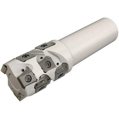 Iscar - 50mm Cut Diam, 59mm Max Depth of Cut, 42mm Shank Diam, 145mm OAL, Indexable Square Shoulder End Mill - T490 LN.T 13.. Inserts, Weldon Shank, 90° Lead Angle, Through Coolant, Series Helitang - Exact Tool & Supply
